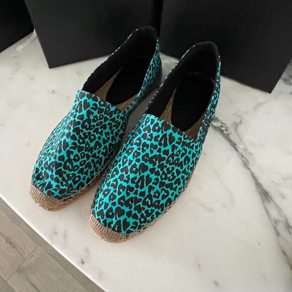 YSL Saint Laurent 605951 Men's Blue Fabric Olona Stampa Espadrille Shoes, 41, 44 - Picture 11 of 14